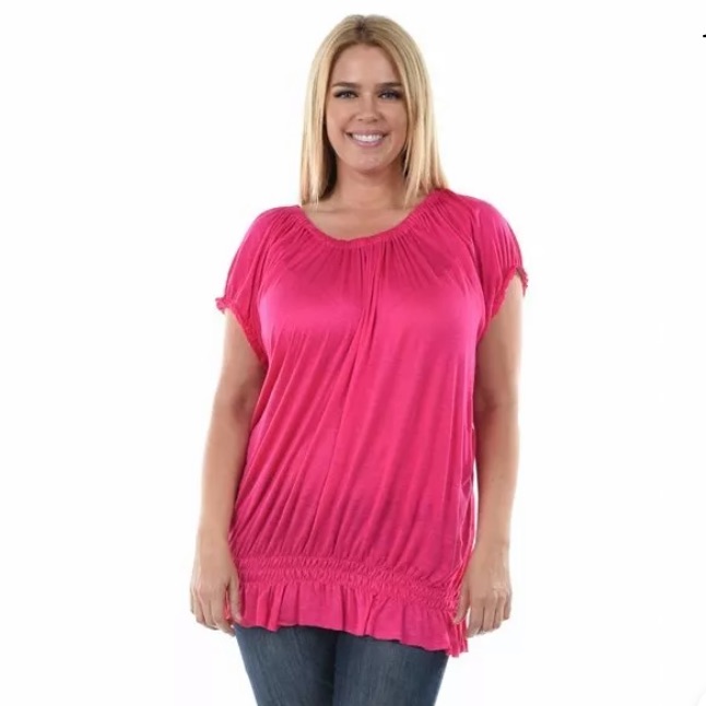 Lucy Diamonds~Rouged Top~Hot Pink~ Plus~4x, 5x